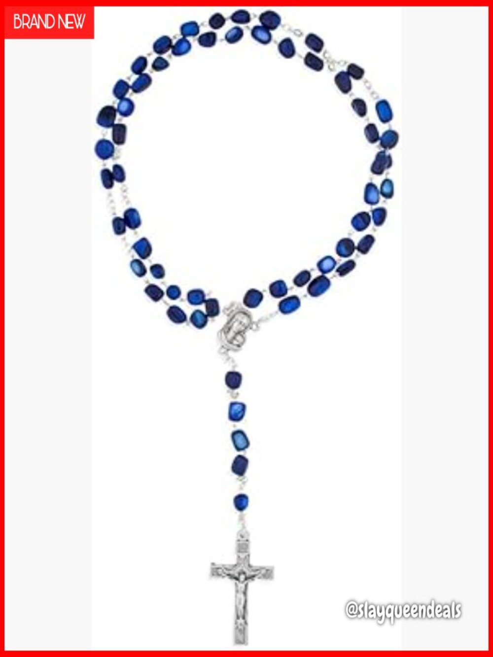 Natural Stone Beaded Rosary Necklace 6mm Wooden Mahogany Catholic Jewelry